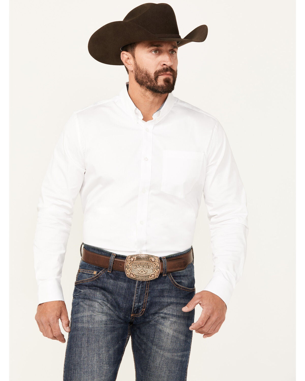 Cody James Men's Basic Twill Long Sleeve Button-Down Performance Western Shirt - Tall, White, hi-res