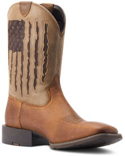 Image #1 - Ariat Men's Sport My Country VentTEK Western Performance Boots - Broad Square Toe, Brown, hi-res