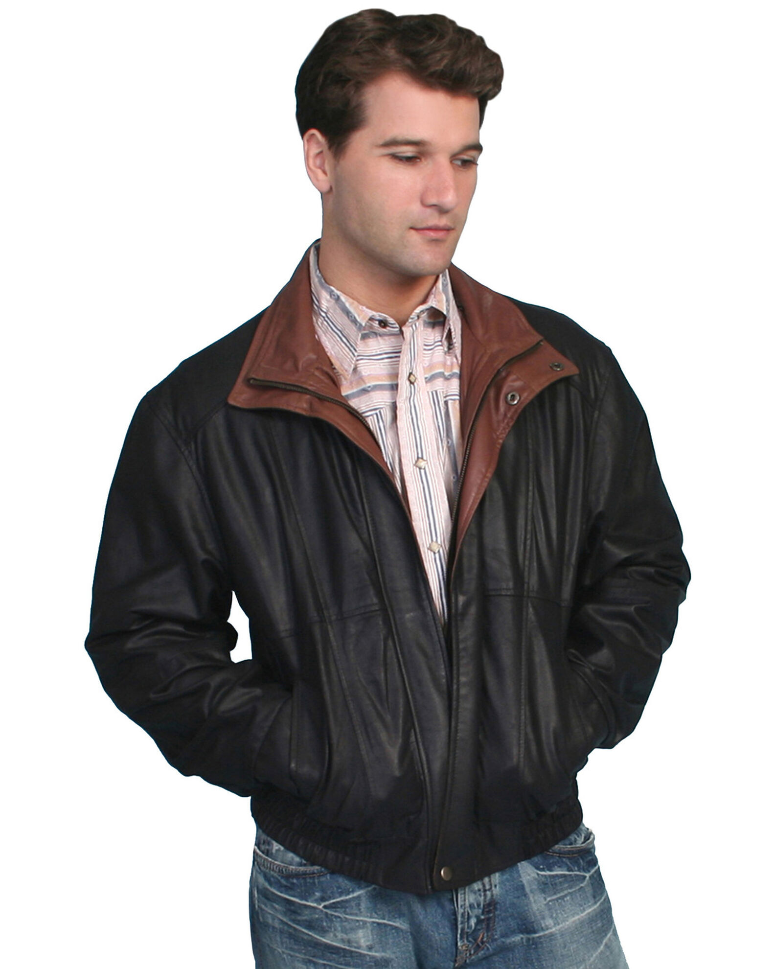Leather jacket double collar top