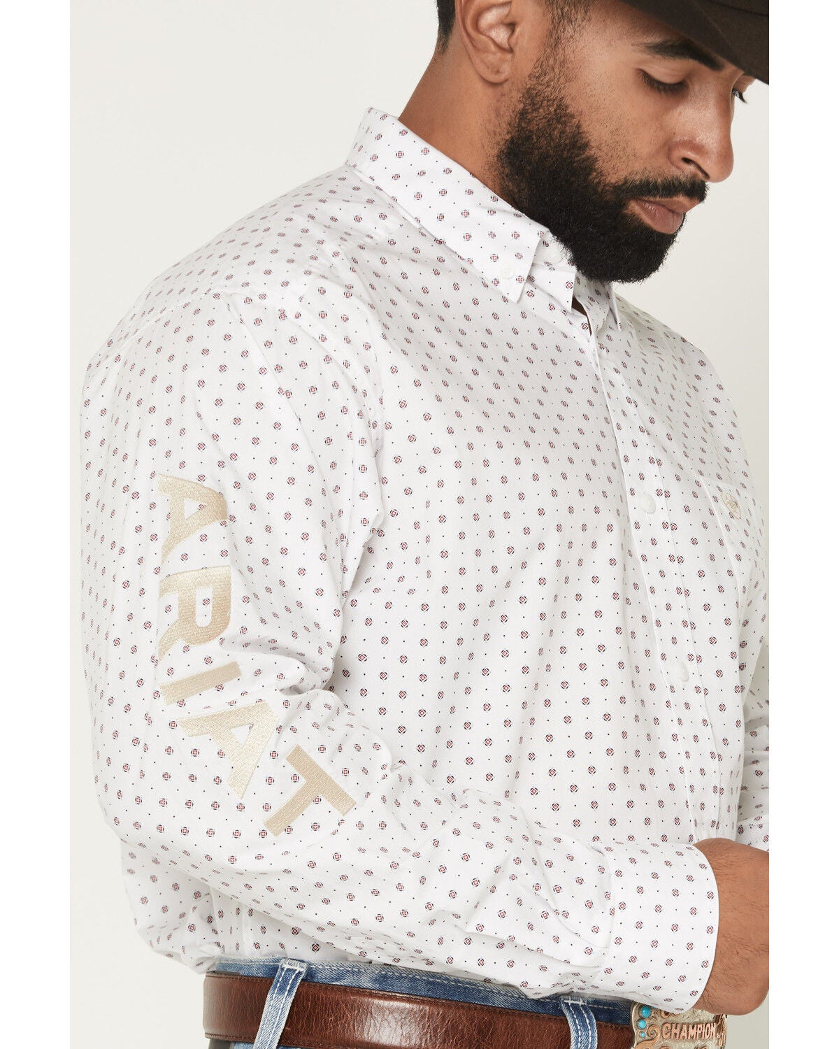 Image #3 - Ariat Men's Team Wake Geo Print Long Sleeve Button-Down Western Shirt, White, hi-res