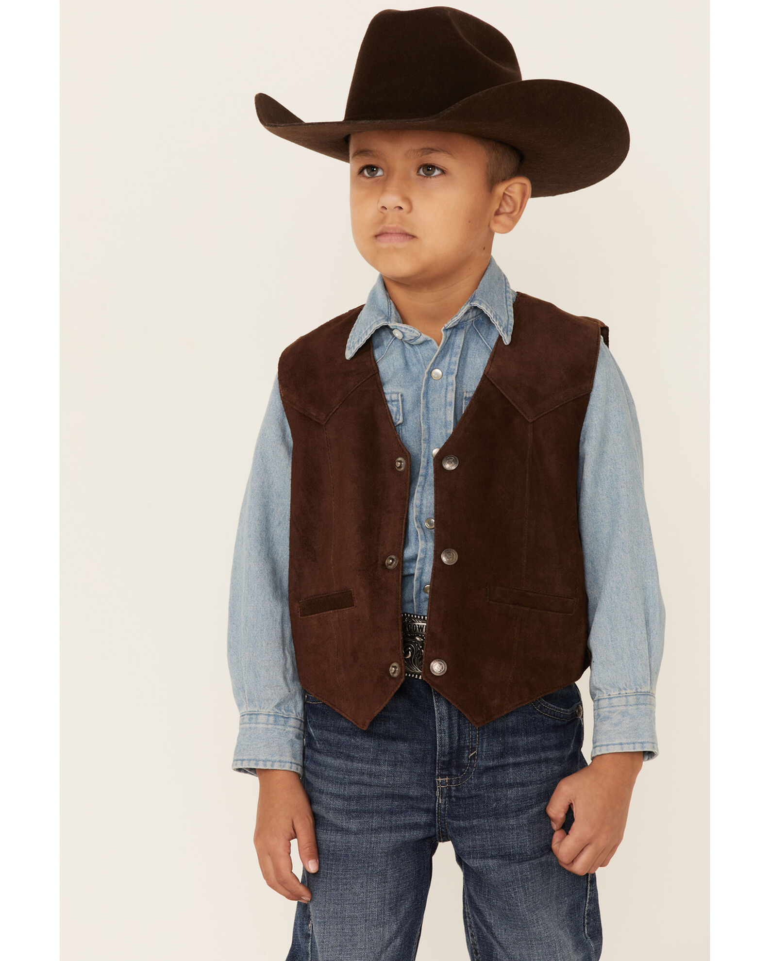 Image #1 - Scully Boys' Boar Suede Vest, Espresso, hi-res