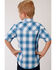 Amarillo Boys' Blue Brook Plaid Short Sleeve Western Shirt , Blue, hi-res