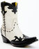 Image #1 - Planet Cowboy Women's Wingtip Leather Western Boot - Snip Toe , Cream/black, hi-res