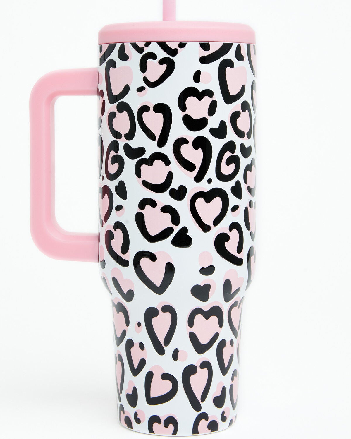 Boot Barn 40oz Leopard Heart Tumbler with Straw, Multi, hi-res