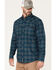 Image #2 - Cody James Men's FR Plaid Print Long Sleeve Snap Work Shirt, Navy, hi-res
