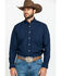 Ariat Men's Navy Wrinkle Free Button Long Sleeve Western Shirt, Navy, hi-res