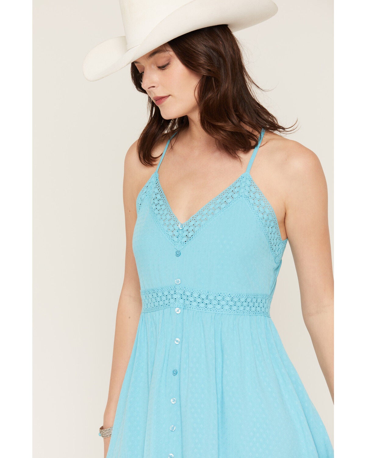 Image #2 - Shyanne Women's Marin Lace Trim Mini Dress, Bright Blue, hi-res