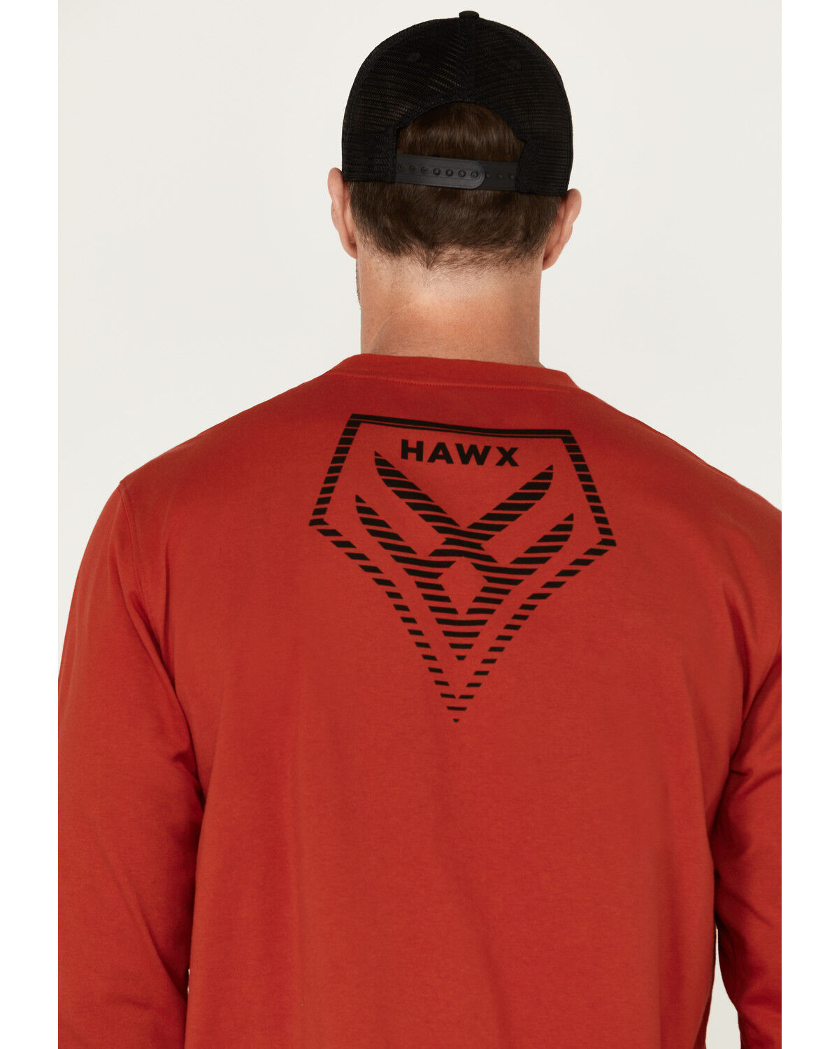Image #4 - Hawx Men's Linear Logo Long Sleeve Graphic Work T-Shirt, Red, hi-res