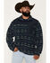 Image #1 - Wrangler Men's Southwestern Striped Print Fleece Jacket, Navy, hi-res