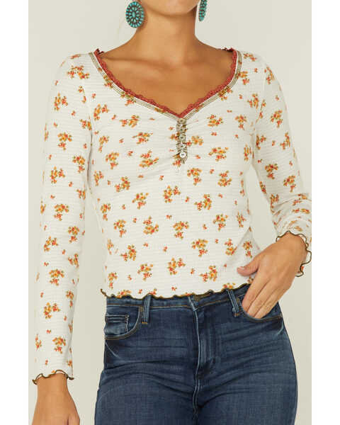 Image #2 - Wild Moss Women's Floral Ribbed Top, , hi-res