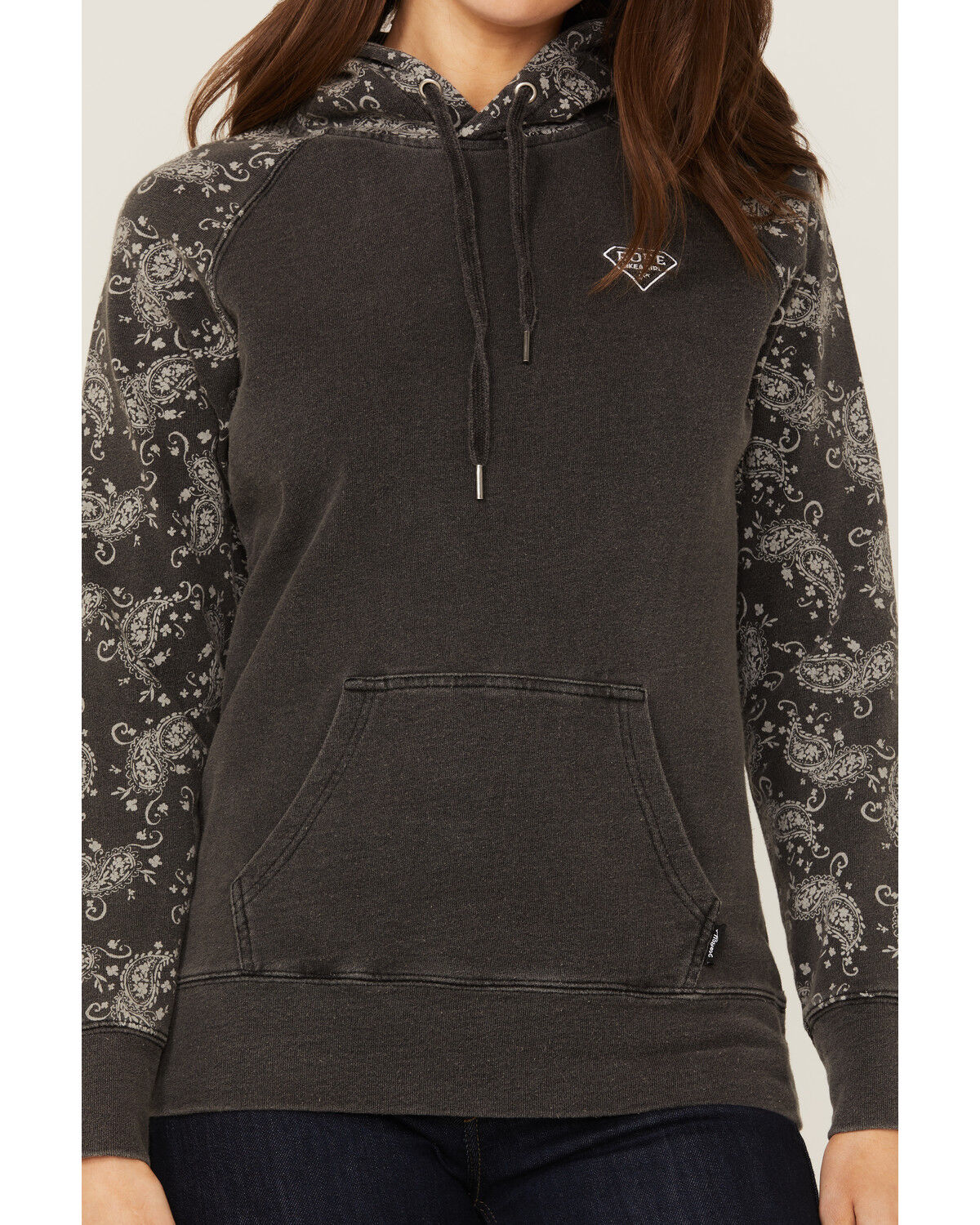 Image #3 - Hooey Women's Rope Like A Girl Bandana Print Pullover Hoodie Sweatshirt, Charcoal, hi-res