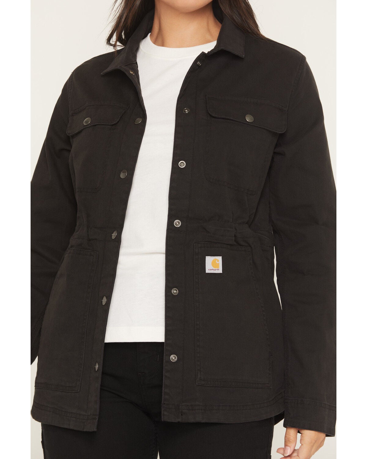 Image #3 - Carhartt Women's Tencel&trade; Fiber Series Relaxed Canvas Coat, Black, hi-res