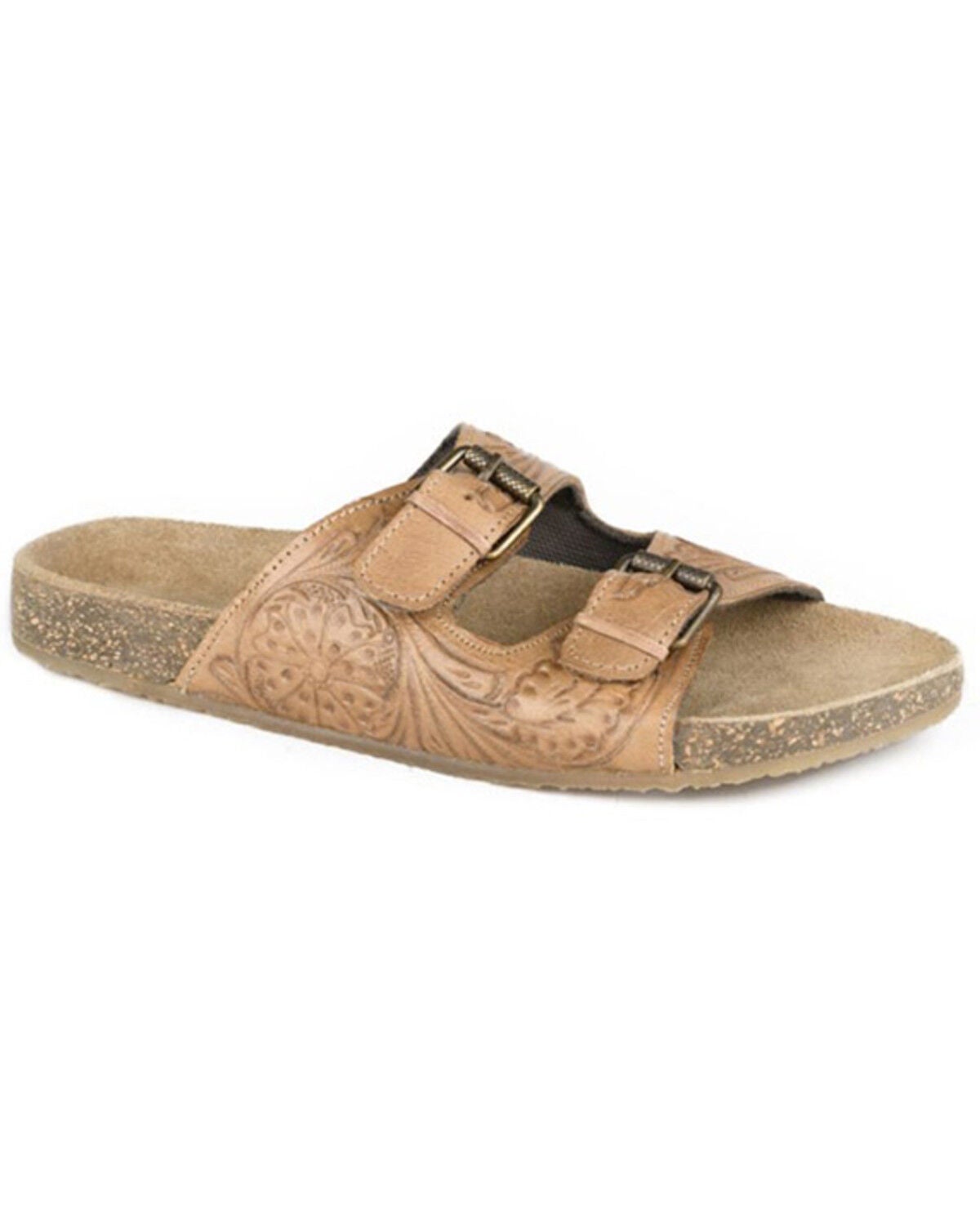 Image #1 - Roper Women's Desiree Tooled Sandals, Tan, hi-res