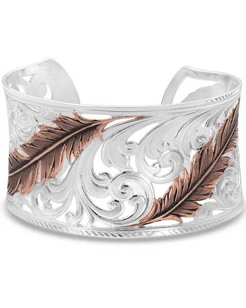 Image #1 - Montana Silversmiths Women's Heavenly Whispers Feather Cuff Bracelet, Silver, hi-res