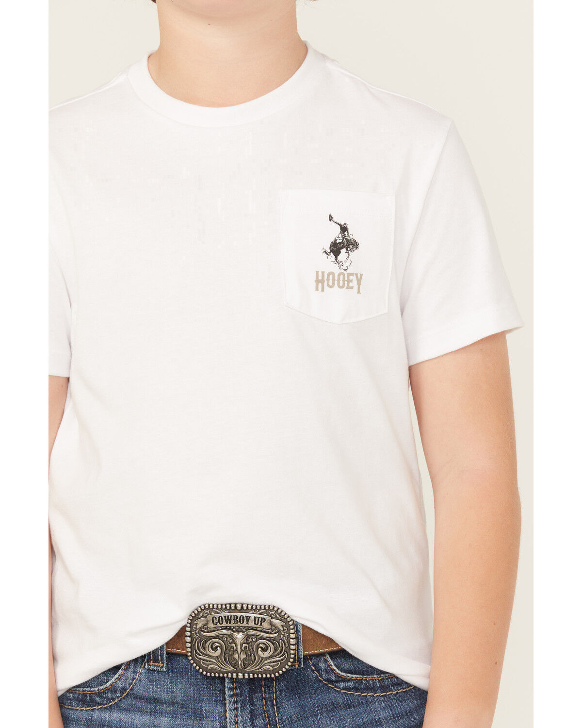 Image #4 - Hooey Boys' Bucking Horse Short Sleeve Graphic T-Shirt, White, hi-res