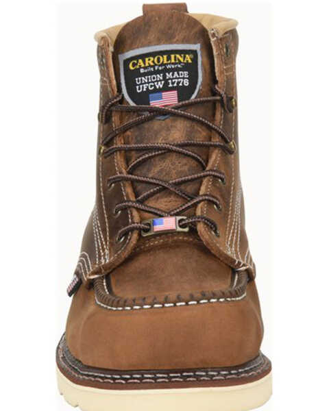Image #4 - Carolina Men's AMP USA Lace-Up Work Boots - Soft Toe, Brown, hi-res
