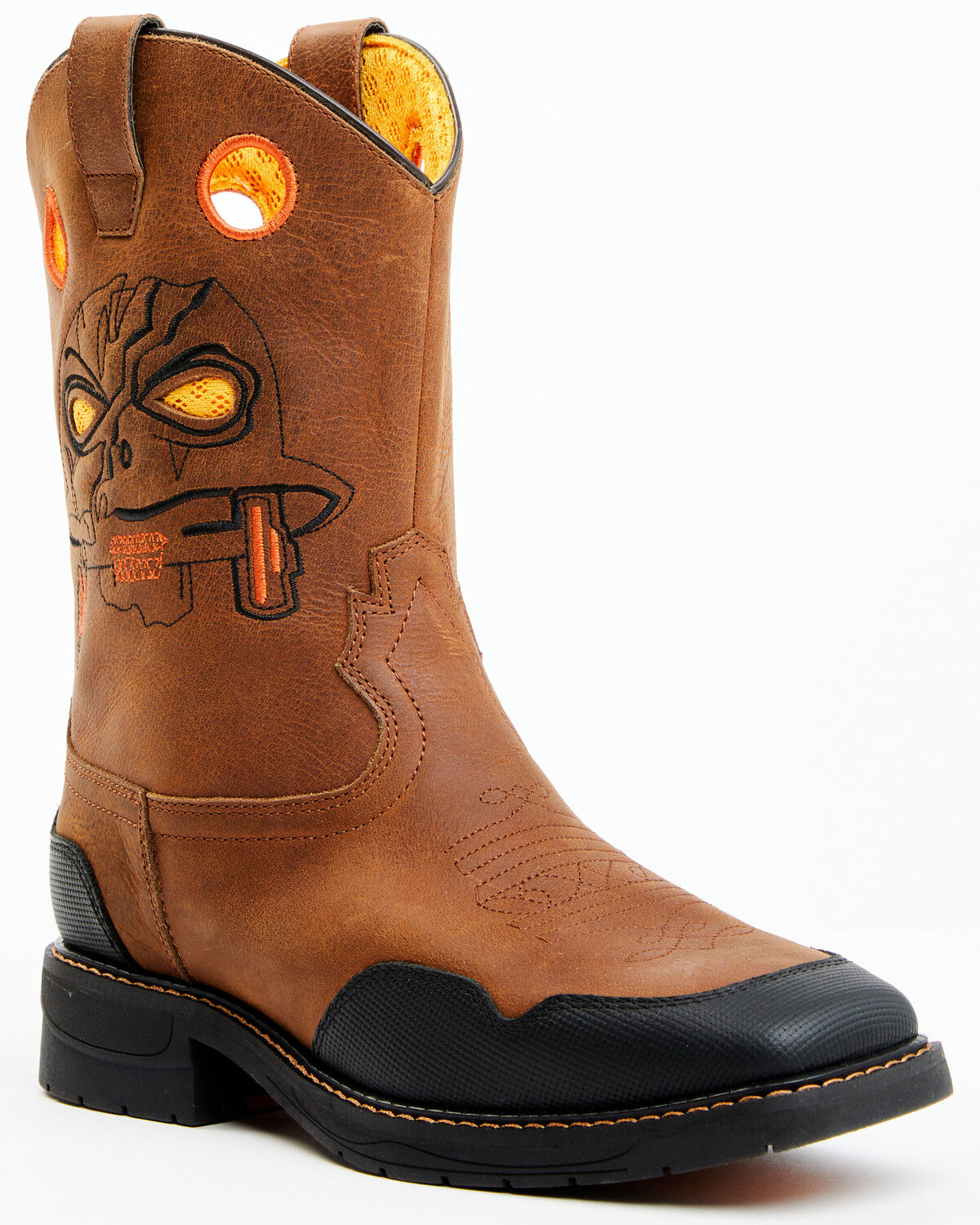 Image #1 - Cody James Boys' Skull Work Boots - Broad Square Toe, Multi, hi-res