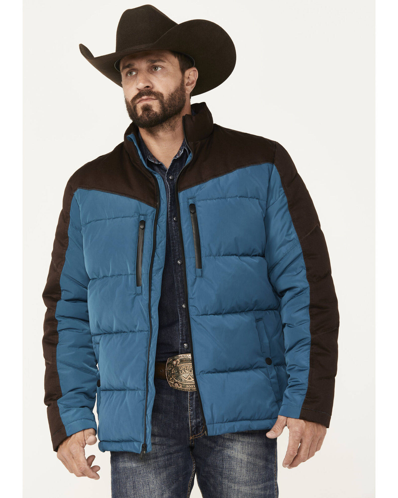 Color block puffer jacket top