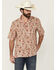 Image #1 - Wrangler Men's Coastal Cowboy Print Short Sleeve Snap Western Shirt, Orange, hi-res