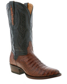 El Dorado Men's Caiman Belly Western Boots - Round Toe, Brown, hi-res