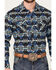 Image #3 - Rock & Roll Denim Men's Southwestern Print Stretch Long Sleeve Pearl Snap Western Shirt, Blue, hi-res