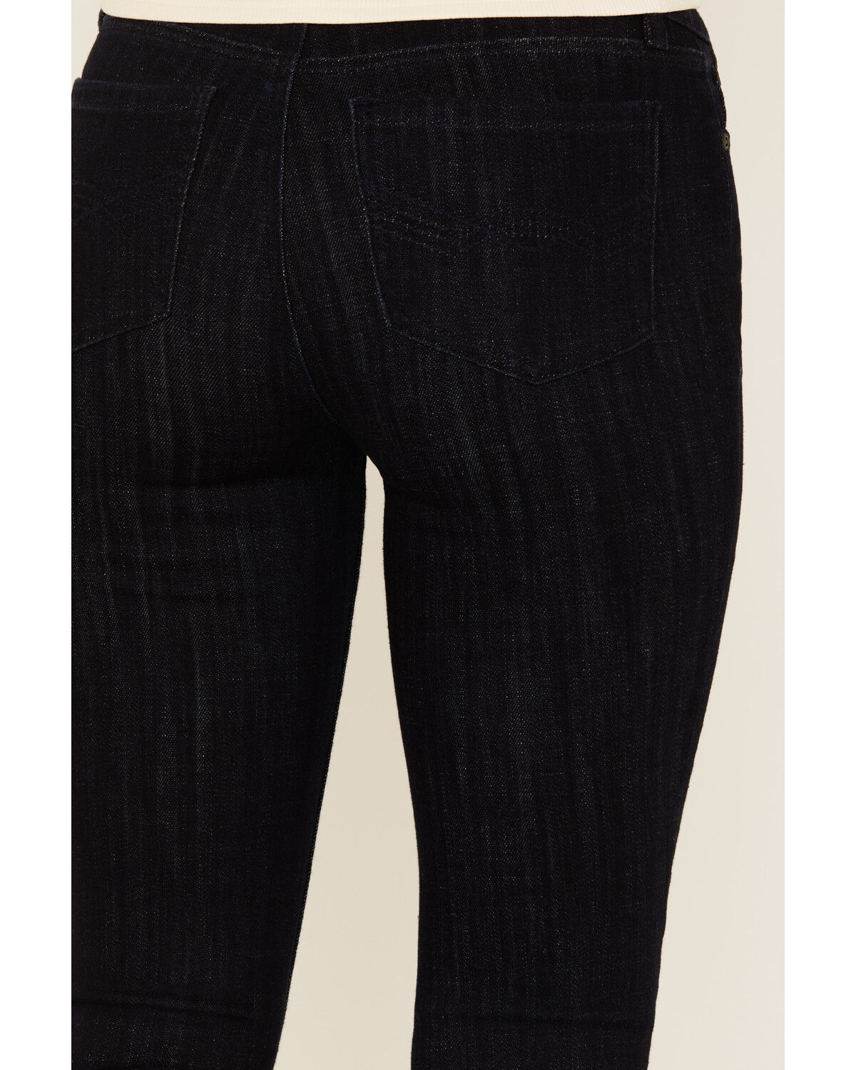 Image #4 - Idyllwind Women's Magnolia Dark Wash Outlaw High Rise Studded Fringe Super Stretch Flare Jeans, Dark Wash, hi-res