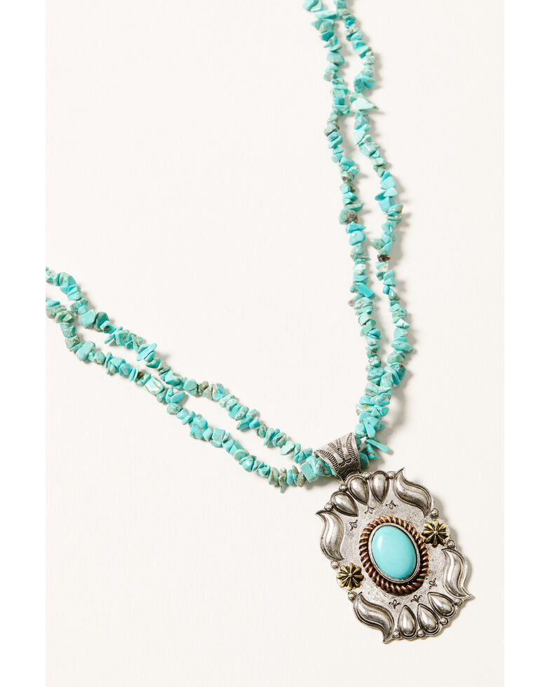 Shyanne Women's Cactus Rose Turquoise Medallion Necklace , Multi, hi-res