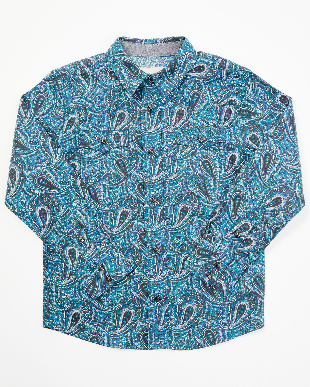 Image #1 - Cody James Toddler Boys' Lasso Paisley Print Long Sleeve Snap Western Shirt, Blue, hi-res