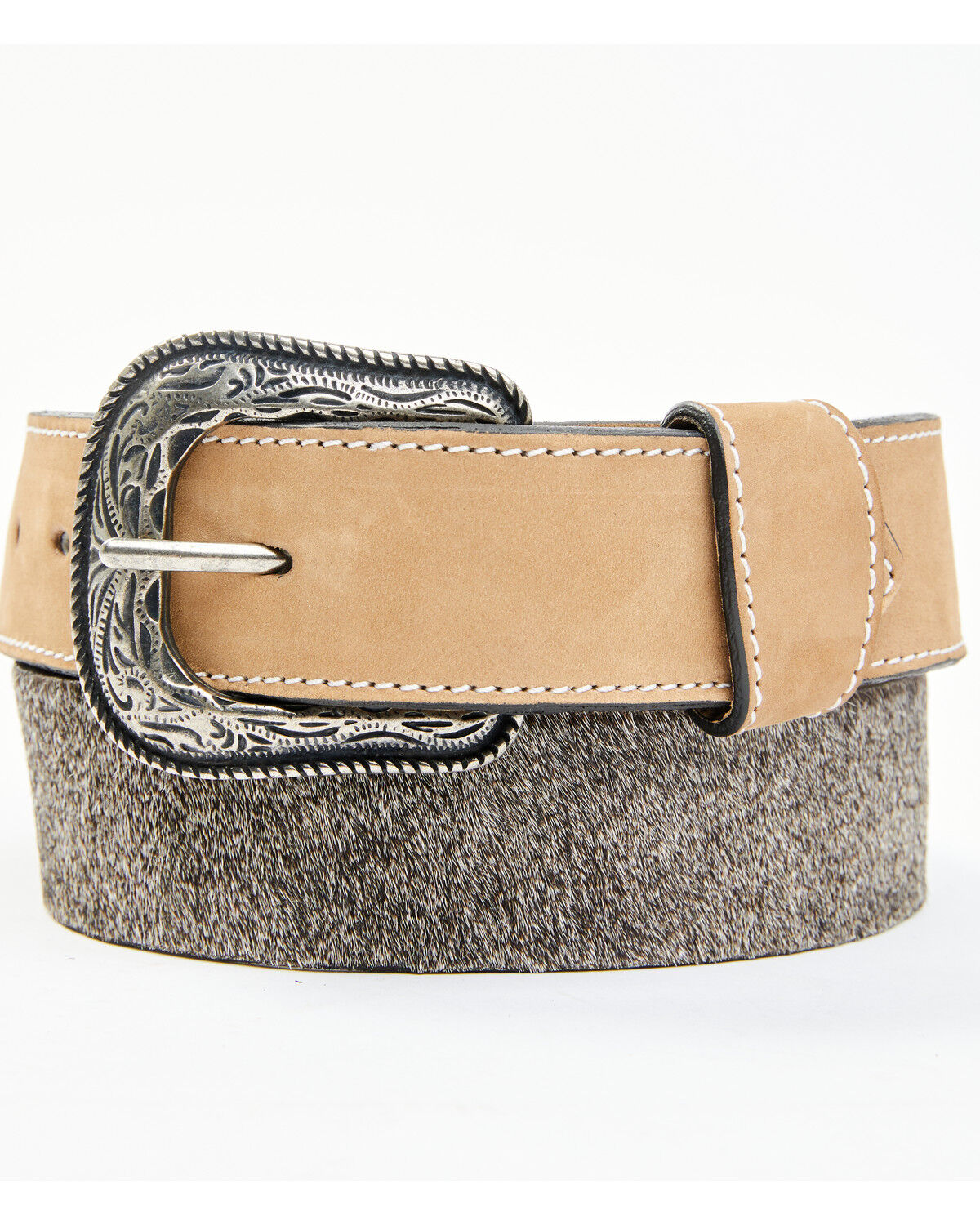 Image #1 - Cody James Men's 2-Tone Hair-On Billet Western Belt, Black/tan, hi-res