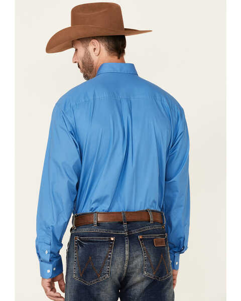 Image #4 - Cinch Men's Solid Long Sleeve Button-Down Western Shirt, Blue, hi-res