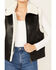 Image #3 - Ashley Women's Faux Leather Aviator Sherpa Zip-Up Vest, Black, hi-res