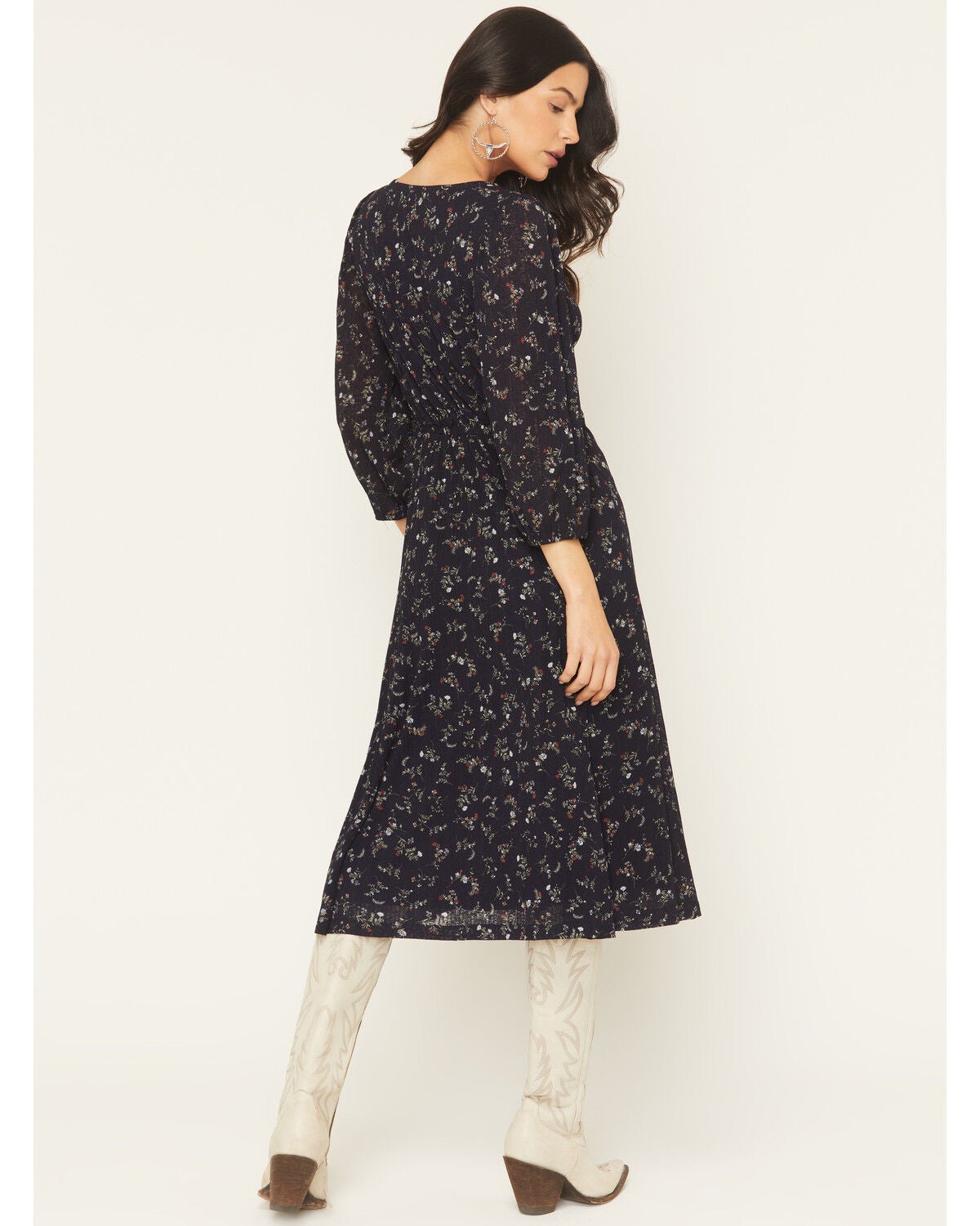 Image #4 - Idyllwind Women's Partner DItsy Floral Print Long Sleeve Midi Dress, Indigo, hi-res
