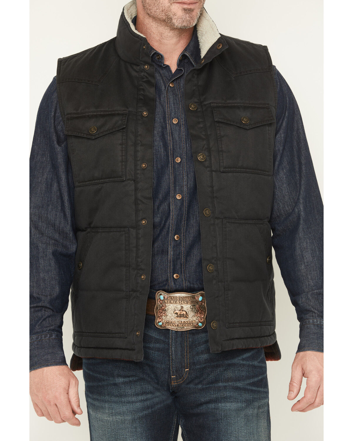 Image #3 - Cody James Men's Oil Slick Snap Lined Vest, Black, hi-res