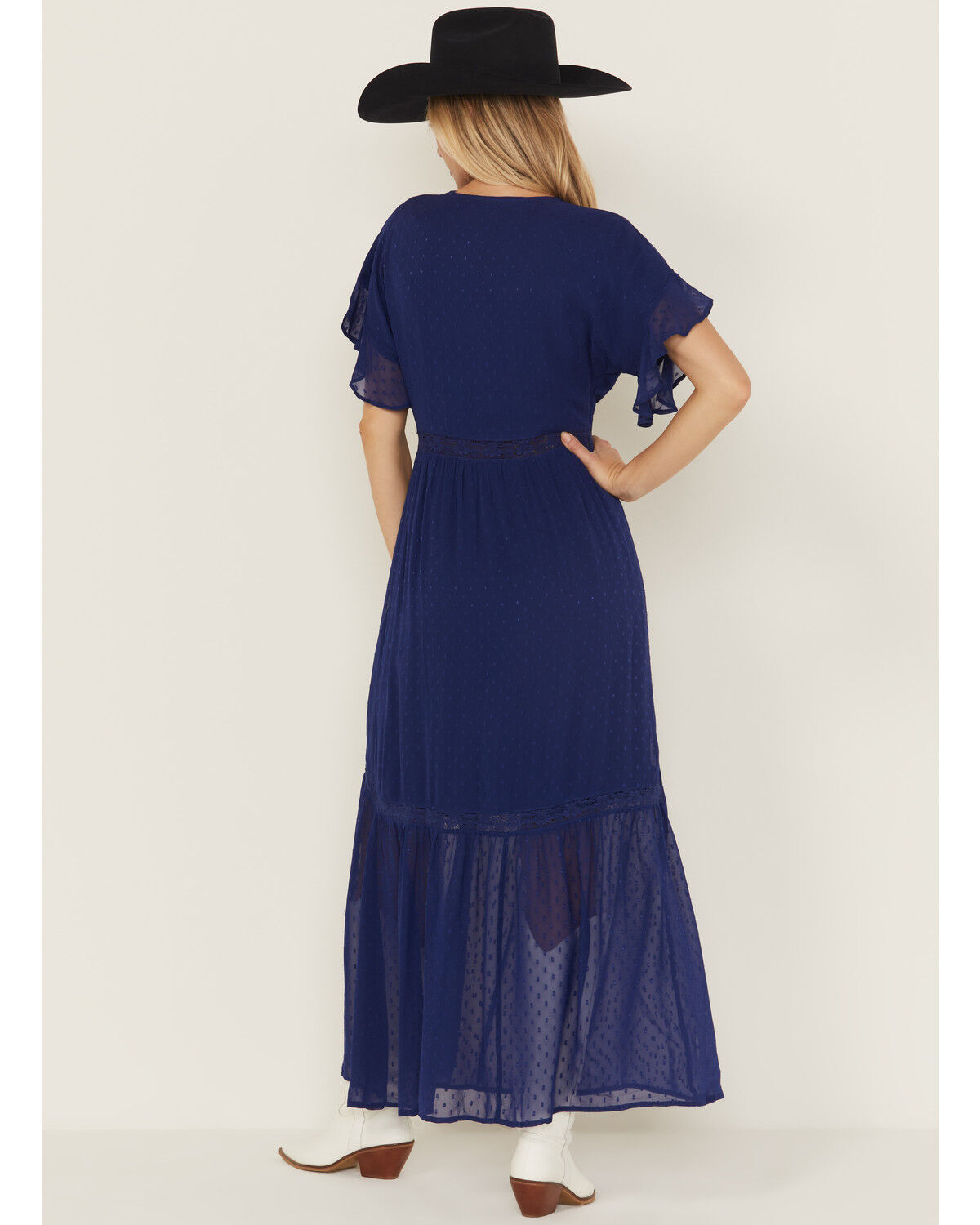 Image #4 - Shyanne Women's Lace Inset High-Low Maxi Dress, Blue, hi-res