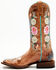 Macie Bean Women's Rose Garden Western Boots - Broad Square Toe, Honey, hi-res