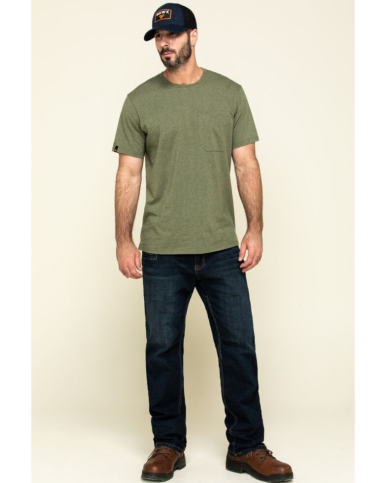 Hawx Men's Olive Solid Pocket Short Sleeve Work T-Shirt , Olive, hi-res