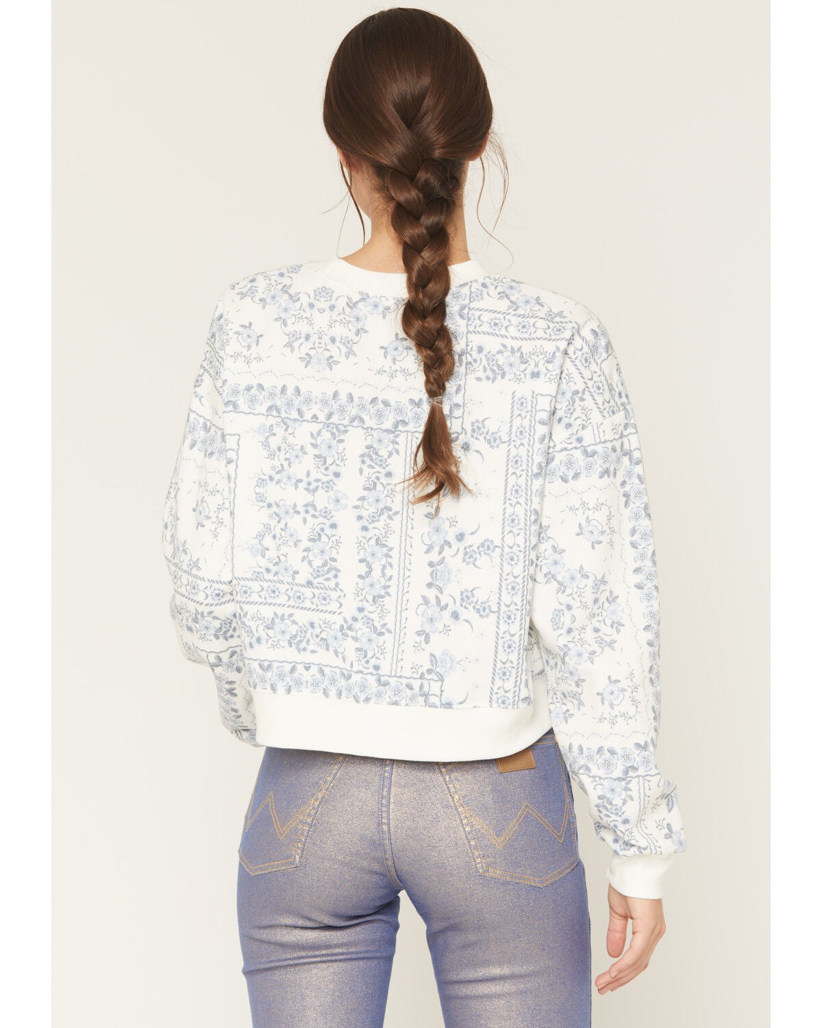 Image #4 - Originality Women's Bandana Cropped Fleece Sweatshirt, White, hi-res
