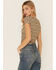 Image #3 - Wild Moss Women's Olive Short Sleeve Cinch Front Paisley Print Knit Top , Olive, hi-res