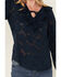 Image #3 - Shyanne Women's Floral Long Sleeve Ruffle Peasant Top, Navy, hi-res