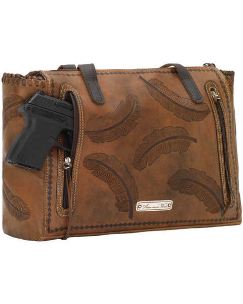 Image #2 - American West Women's Brown Sacred Bird Concealed Carry Tote , Distressed Brown, hi-res