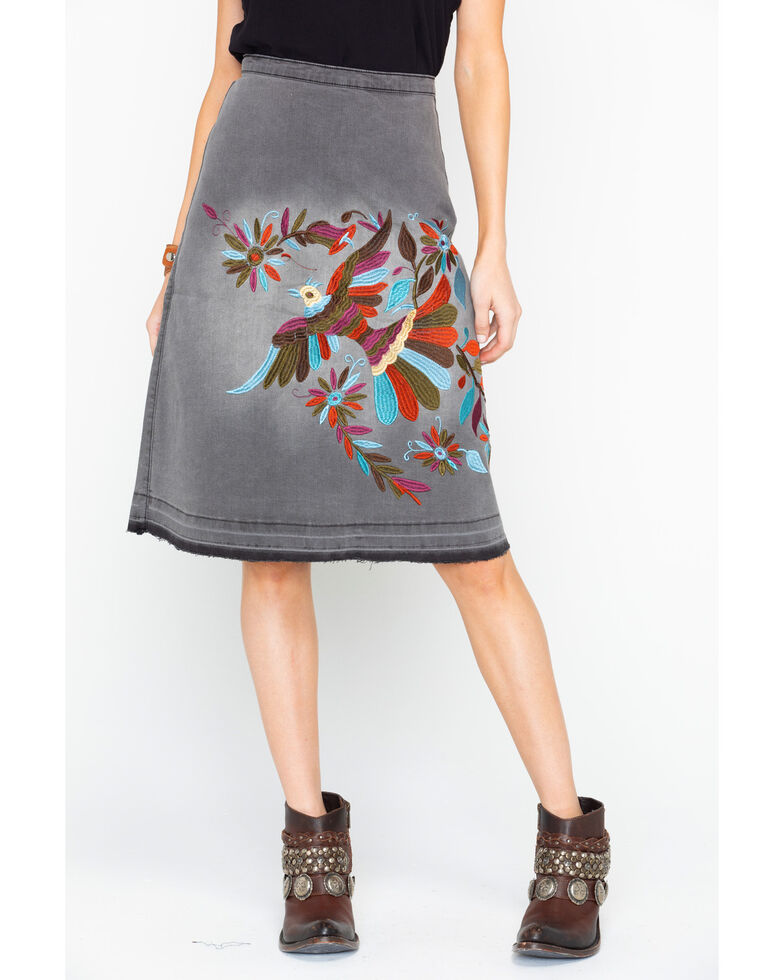 Angel Premium Women's Margarie Embroidered Skirt  , Heather Grey, hi-res