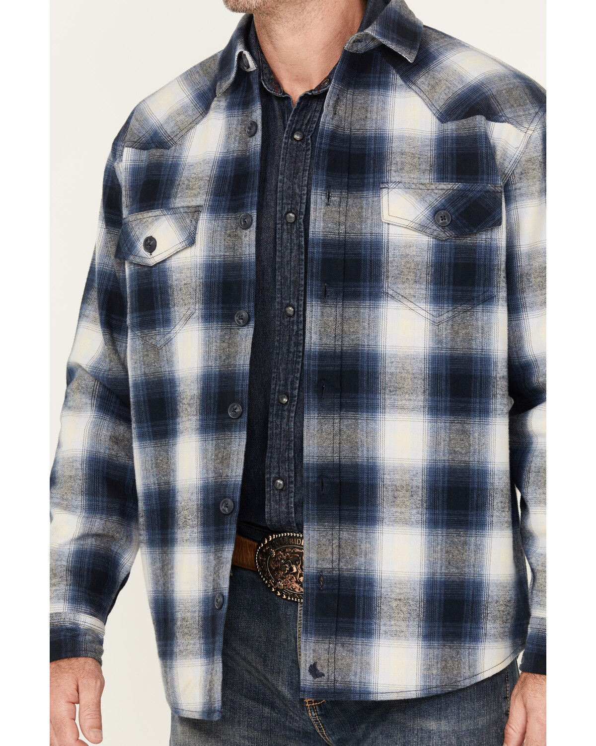 Image #3 - Cody James Men's Plaid Print Button-Down Jacket, Navy, hi-res