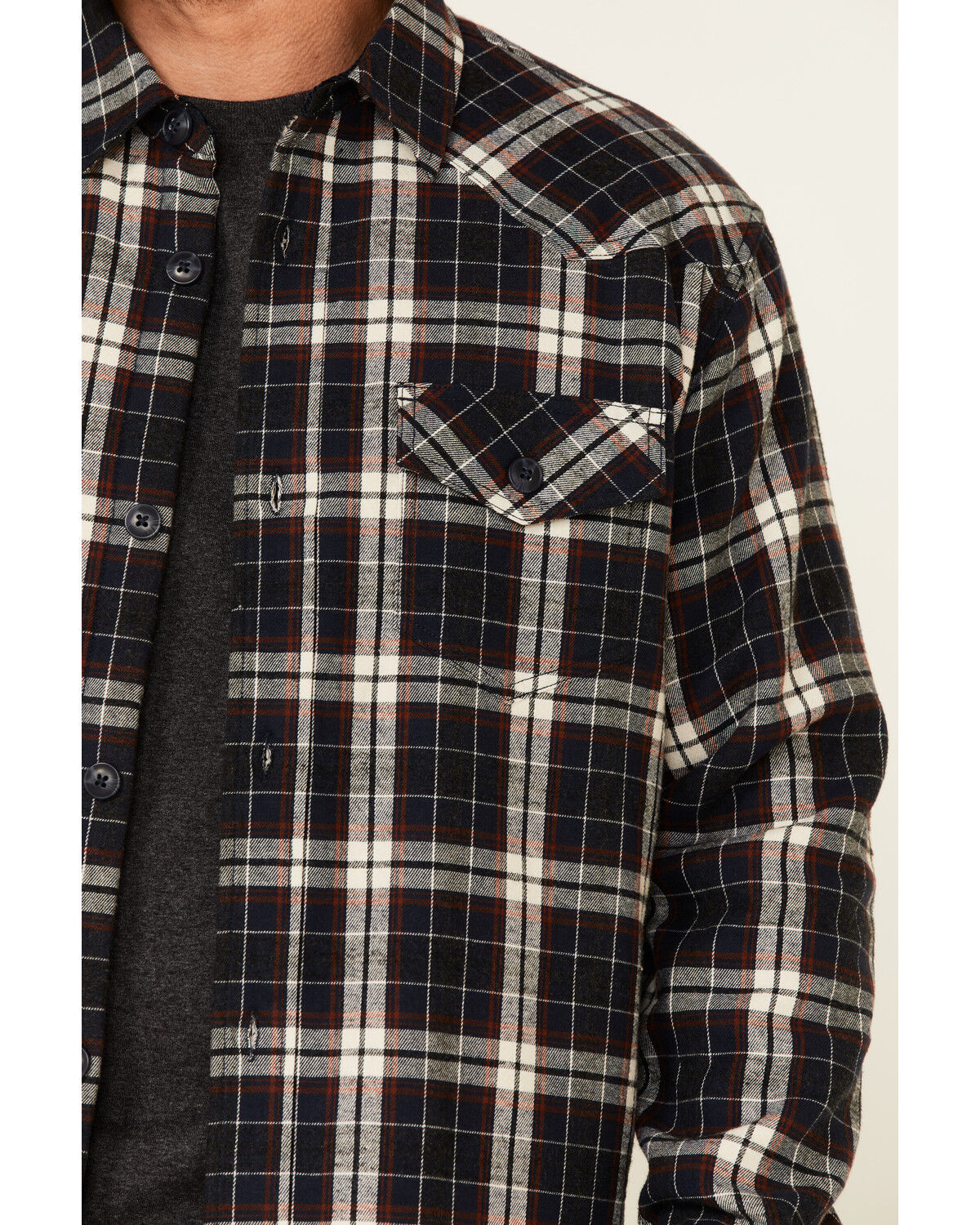 Image #3 - Cody James Men's Storm Front Bonded Large Plaid Long Sleeve Button-Down Western Flannel Shirt, Navy, hi-res