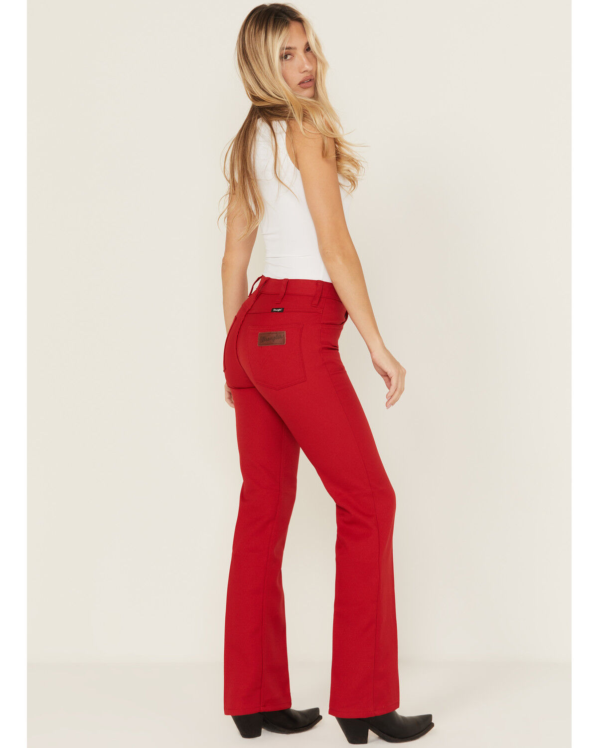 Image #3 - Wrangler Retro Women's Wrancher High Rise Straight Stretch Jeans, Red, hi-res