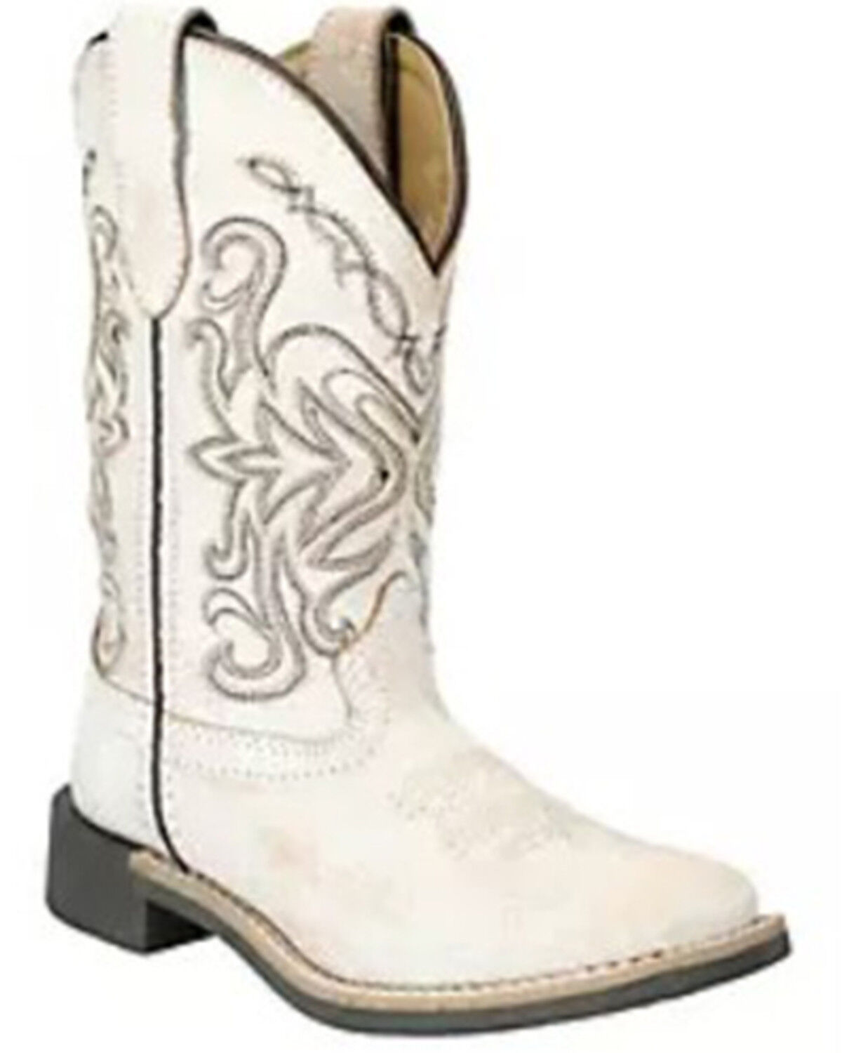 Image #1 - Smoky Mountain Little Girls' Georgia Western Boots - Broad Square Toe, White, hi-res
