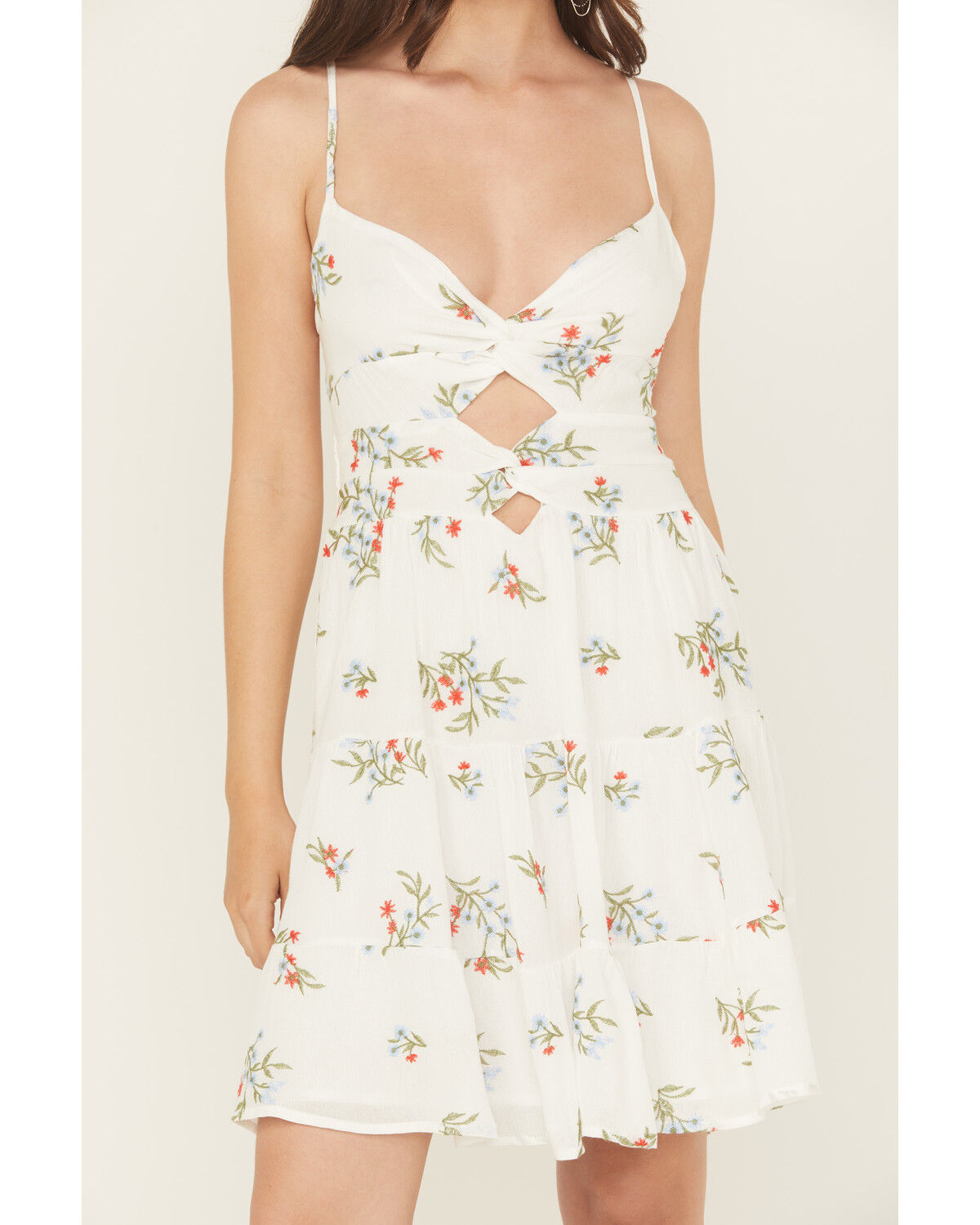 Image #3 - Wild Moss Women's Floral Embroidered Sleeveless Mini Dress, White, hi-res