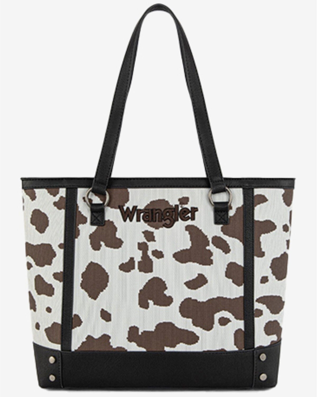 Wrangler Women's Cow Print Tote Bag, Black, hi-res