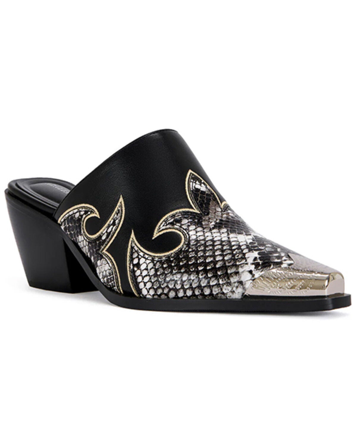 Azalea Wang Women's Cecily Western Mules, Black, hi-res