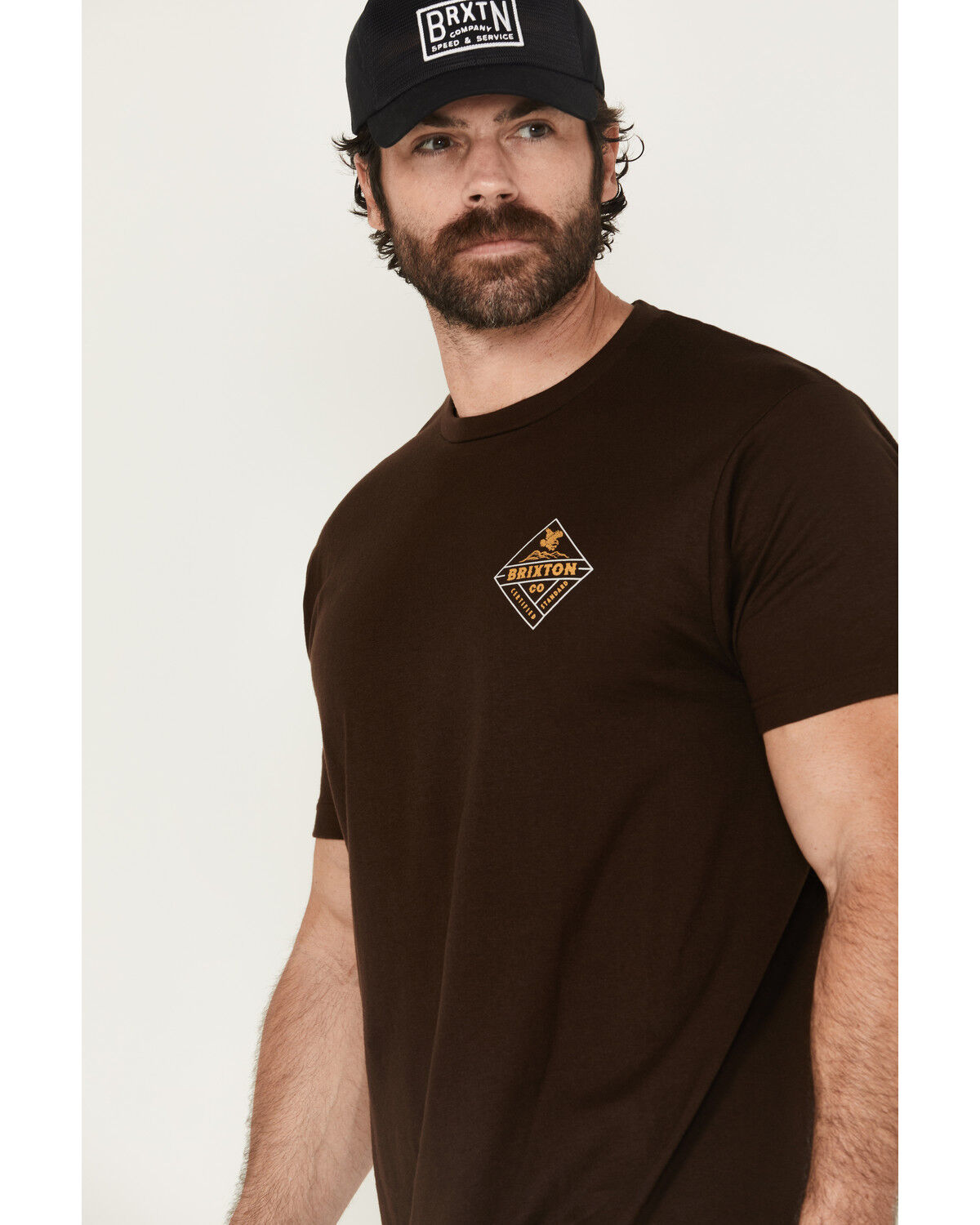 Image #2 - Brixton Men's Boot Barn Exclusive Soaring Summit Short Sleeve Graphic T-Shirt, Dark Brown, hi-res