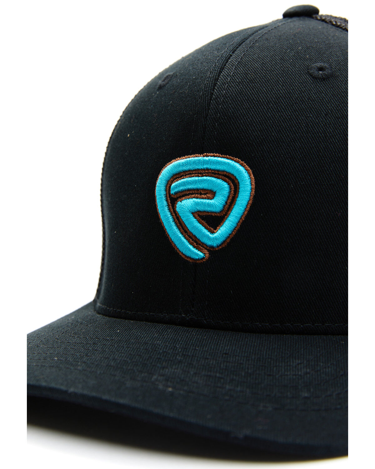 Image #2 - Rock & Roll Denim Men's Black & Turquoise Embroidered Logo Mesh-Back Ball Cap, Black, hi-res